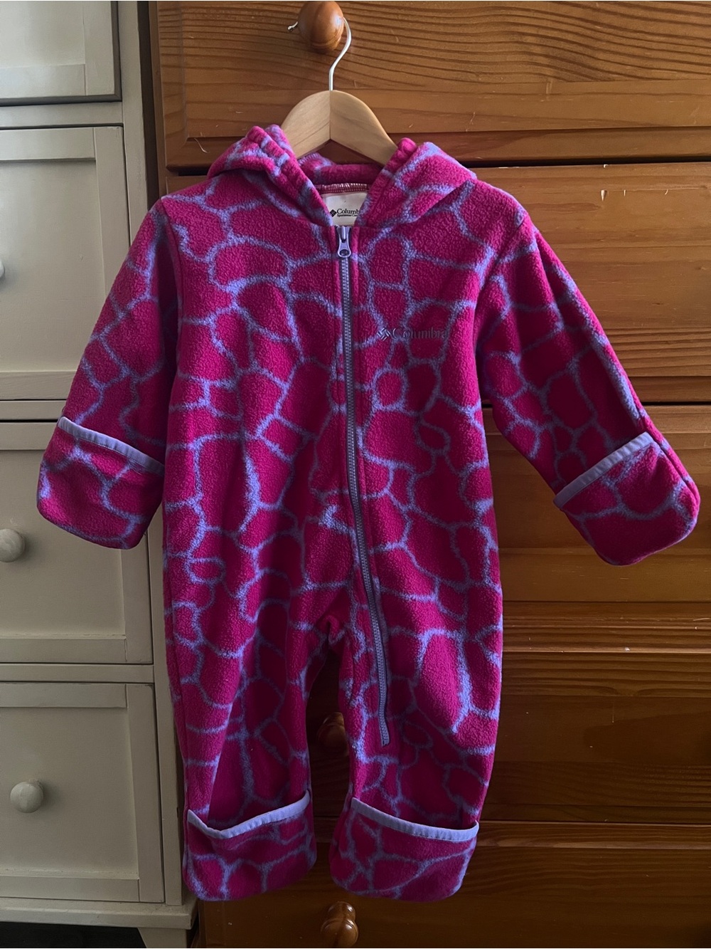 Columbia Pink & Purple Fleece Hooded One-Piece